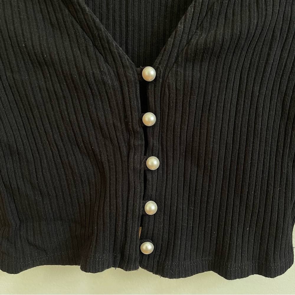 Reformation Pearl Button Cropped Longsleeve
